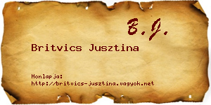 Britvics Jusztina névjegykártya
